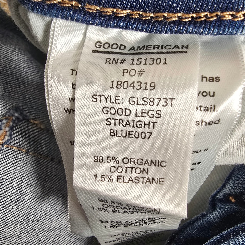 Good American Good Legs Straight Jeans Blue007 High Rise NWT Size 24 GLS873T - Picture 9 of 11